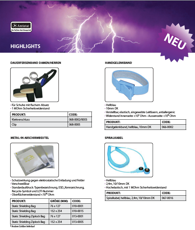 ESD Zubehör – Werkzeuge und Werkstoffe für Elektronik, Elektrotechnik